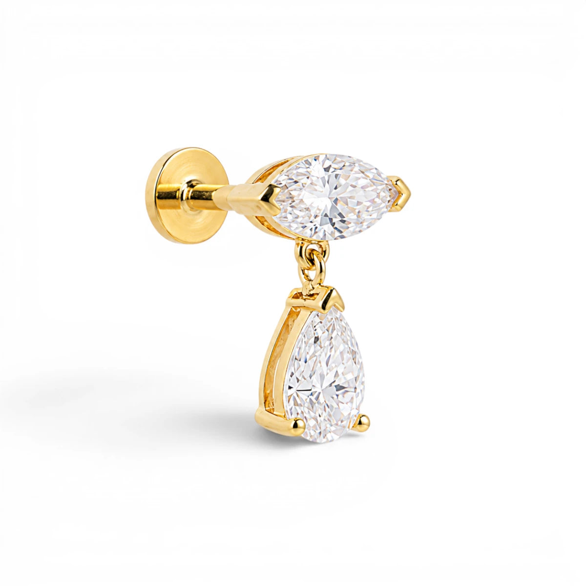 Marquise and Pear Drop Stud - 6x3mm Marquise | 5x3mm Pear