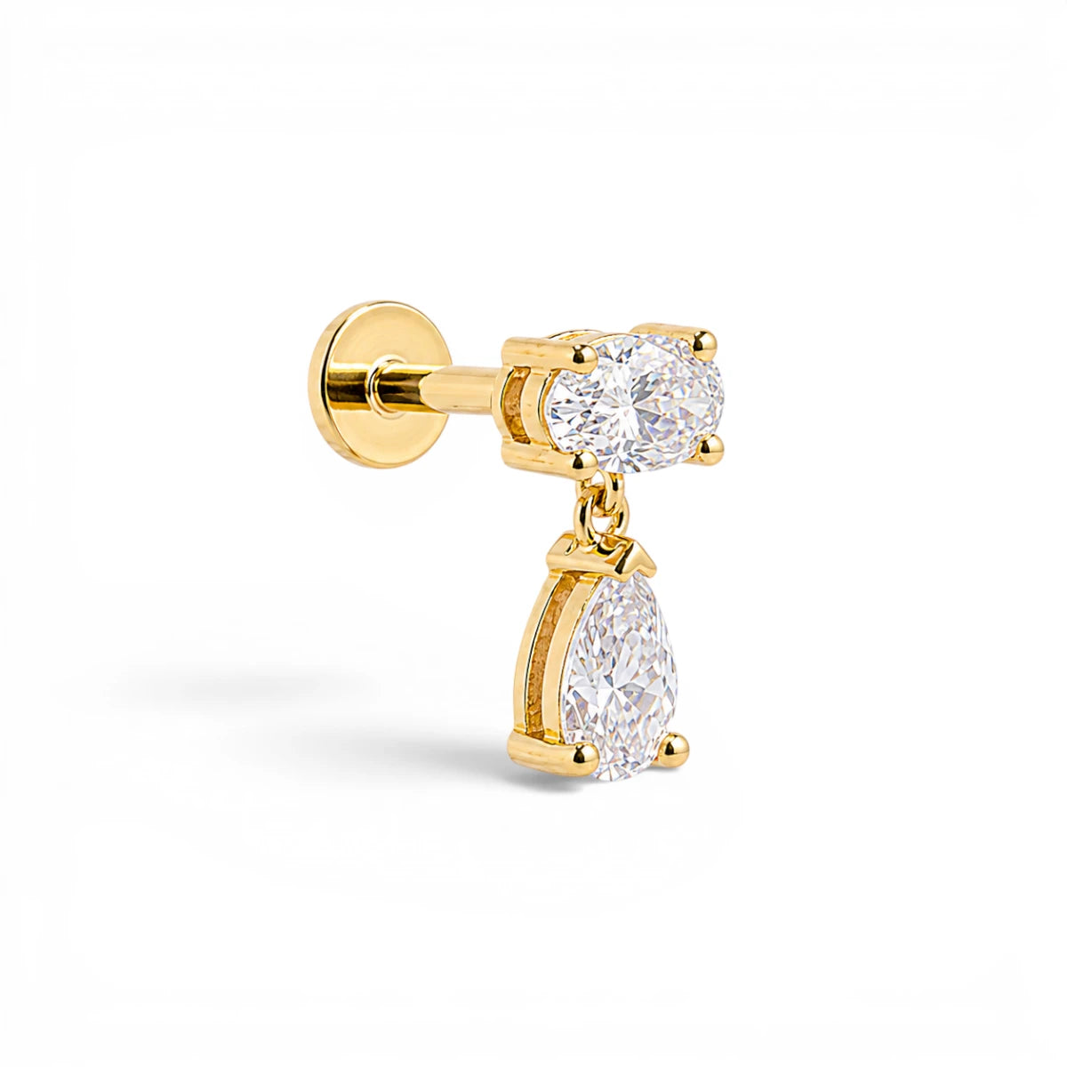 Oval Pear Drop Stud - 5x3mm