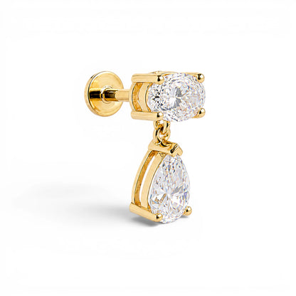 Oval Pear Drop Stud - 6x4mm