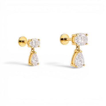 Oval Pear Drop Stud - 5x3mm
