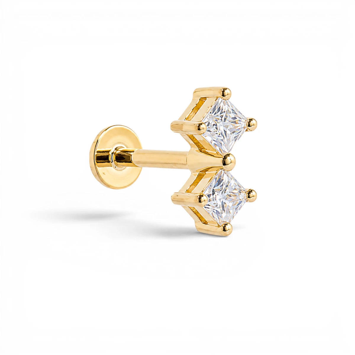 Princess 2 Stone Stud - 2mm