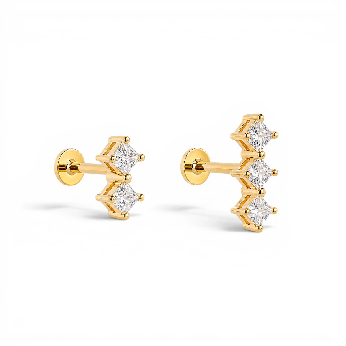 Princess 2 Stone Stud - 2.5mm